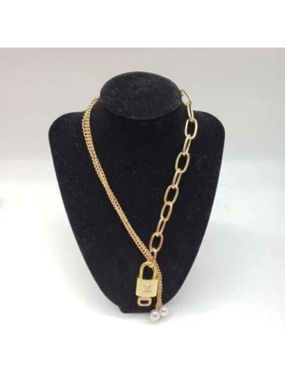 Authentic Louis Vuitton Lock & Key with Unbranded Gold Plated Chain Necklace